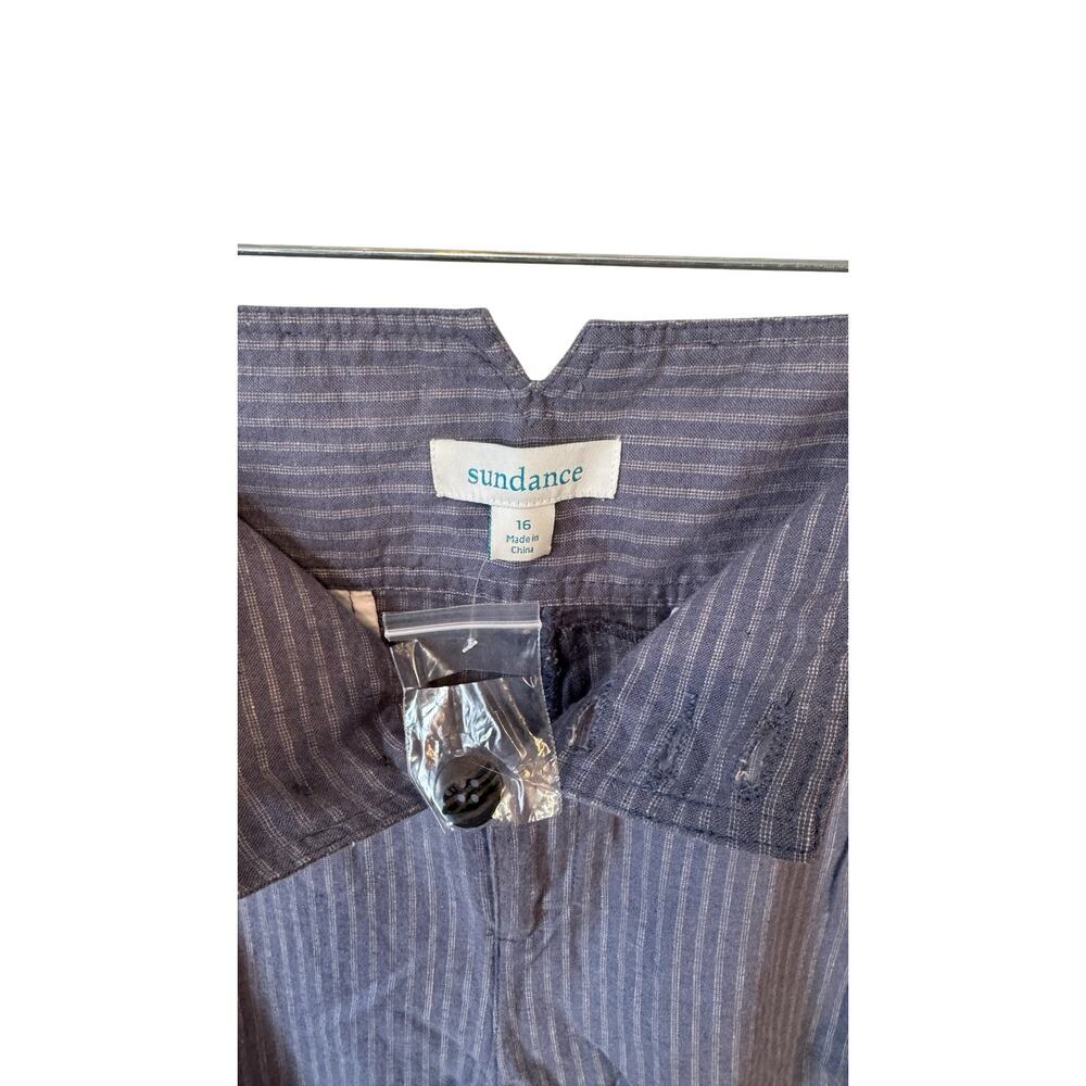 SUNDANCE NWOT Amelia Linen Blend Pinstripe Pants Size 16 Slate Blue Gray Trouser - Picture 3 of 9